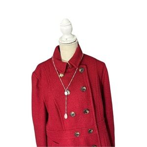 Influence White Beaded Necklace with 2 Teardrop Pendants White & Peach NWT